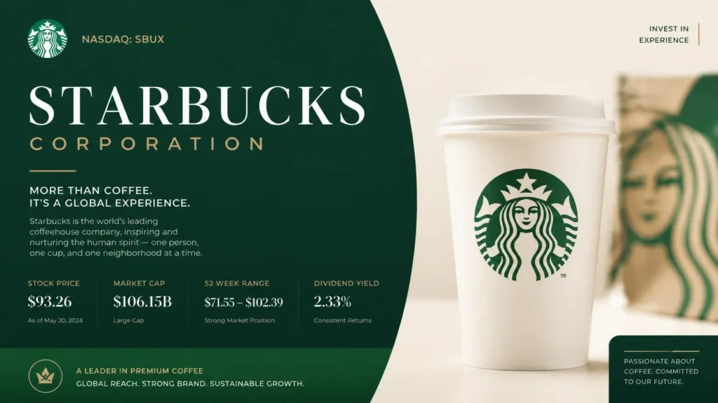 Interactive Starbucks stock chart displaying daily closing prices