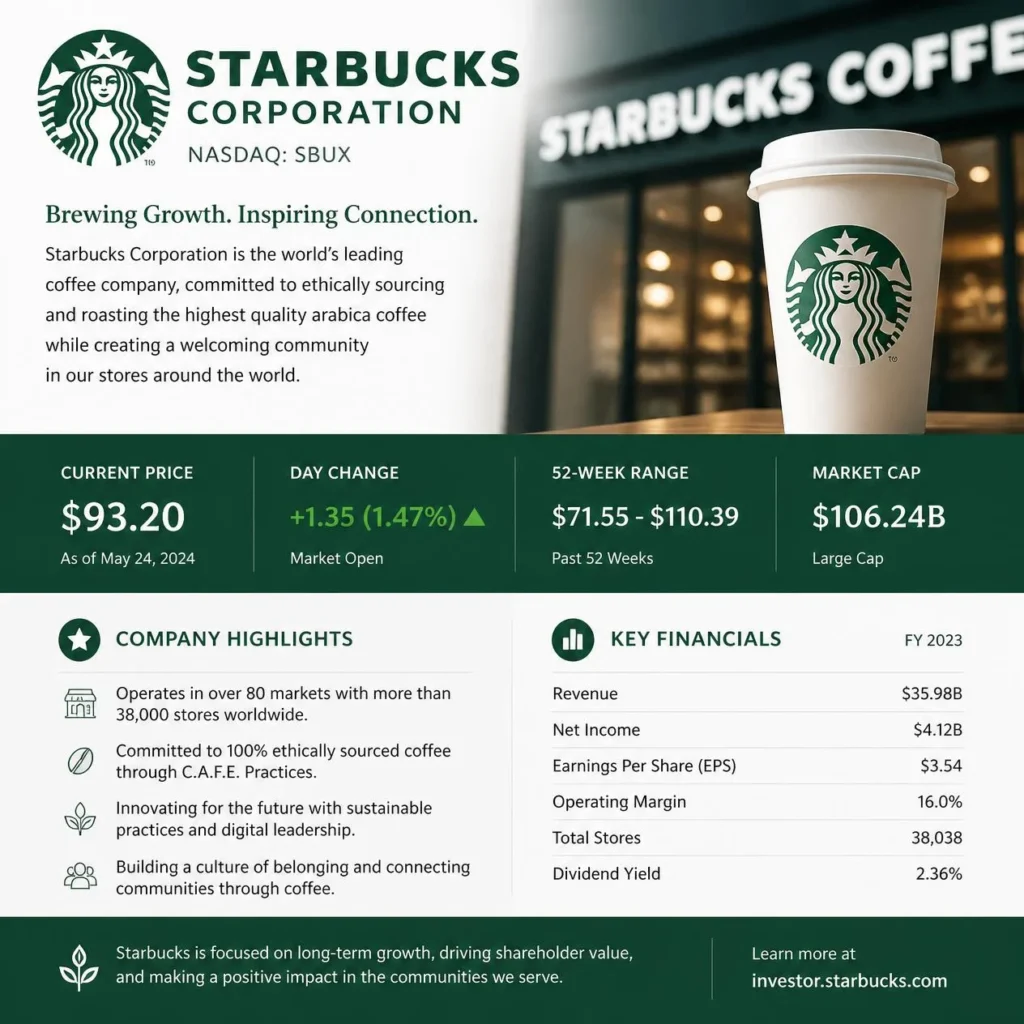 Starbucks Corporation (SBUX) historical stock price performance chart