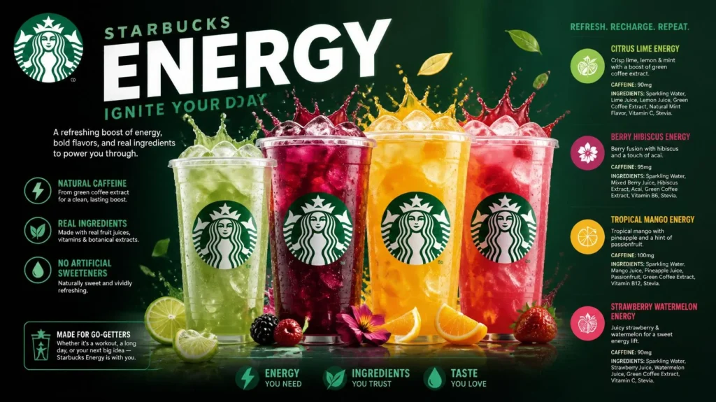 Starbucks Energy Drink with tropical fruit ingredients