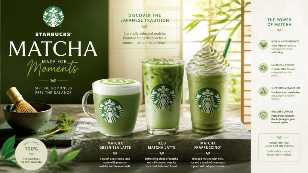 Starbucks Matcha drink with green tea powder