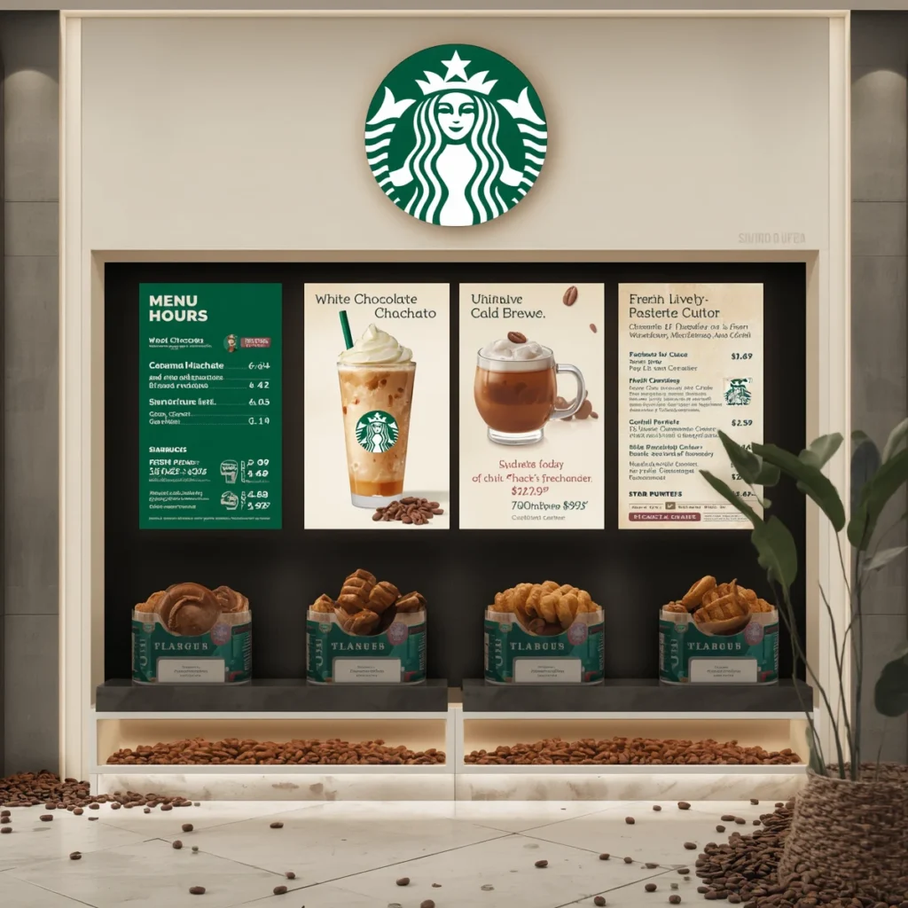 Starbucks mobile app showing nearby store information and hours