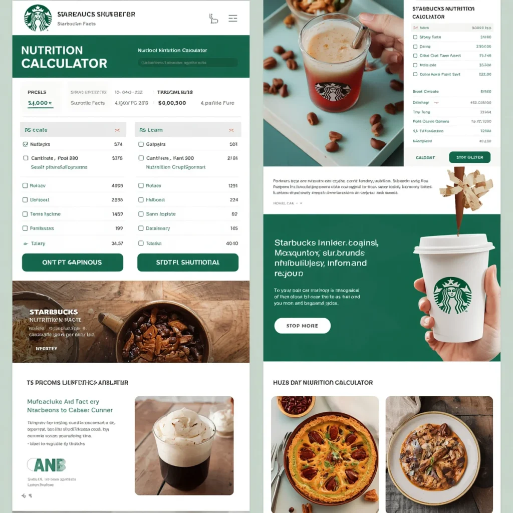 Starbucks nutrition calculator with calories, sugar, protein, and caffeine