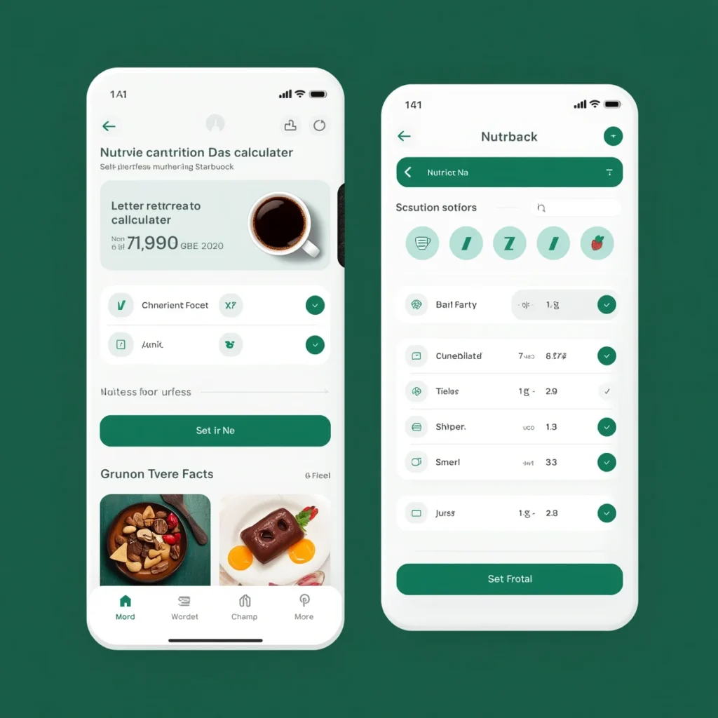 Starbucks nutrition facts calculator showing calories and protein