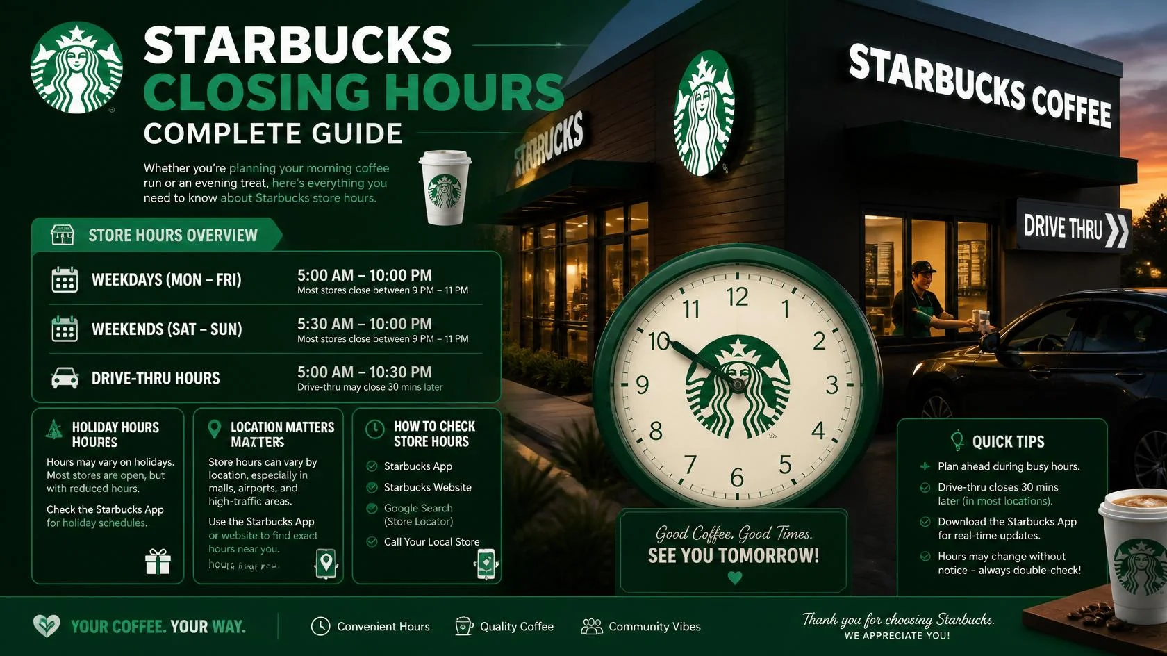 When does Starbucks close